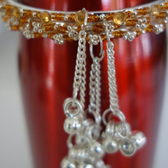 Beautiful 2 Bracelet for Girls Diameter 2.5" White Metal & Brown Color Beads - Picture 8 of 12